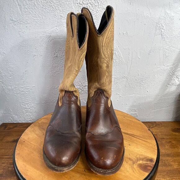 Durango Cowboy Boots Mens 9 Brown Tan Western Ranch Rodeo Leather Pull On Riding main image 12